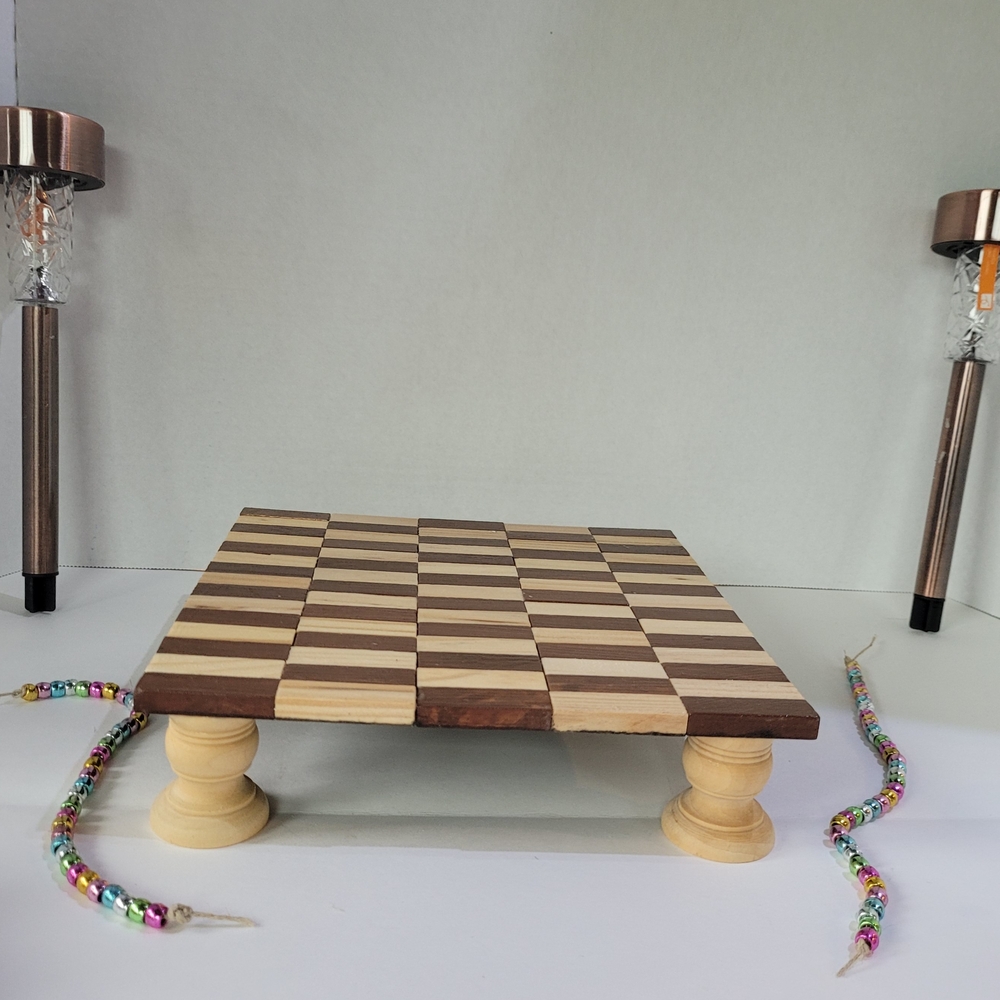 Handmade Wooden Checkerboard Display Stand